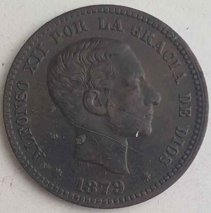 Spain - 5 Centimos 1879, Alfonso XII