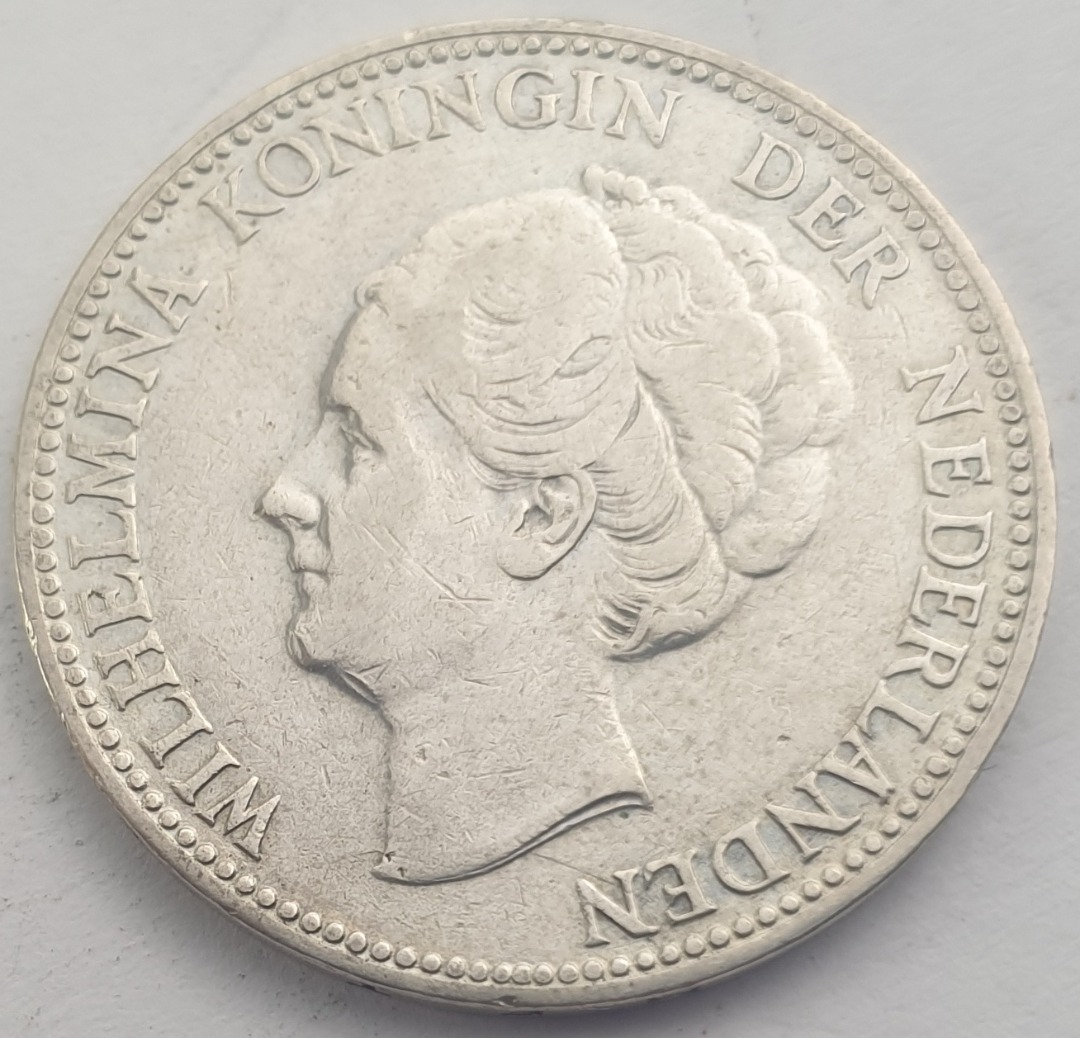 Netherlands - 1 Gulden 1922, Wilhelmina, Silver 