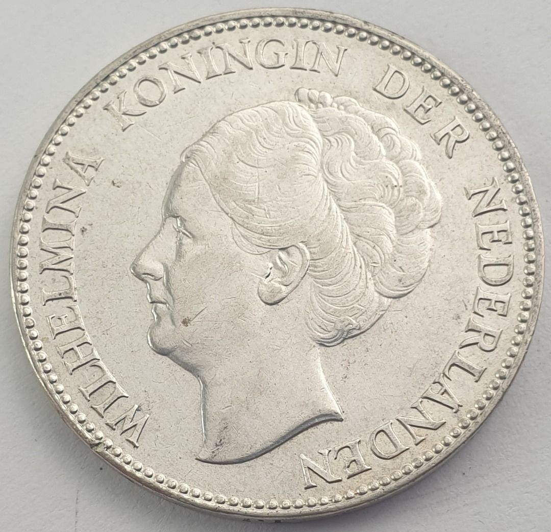 Netherlands - 1 Gulden 1931, Wilhelmina, Silver  