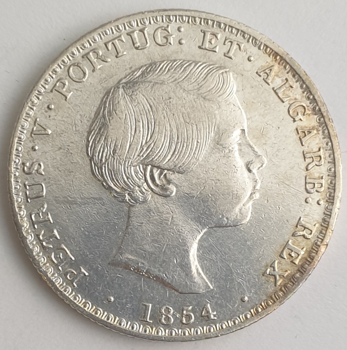 Portugal - 500 Reis 1854, Pedro V, Silver
