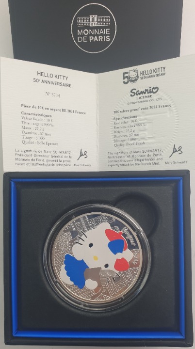France - 10 Euros 2024, Hello Kitty, Silver