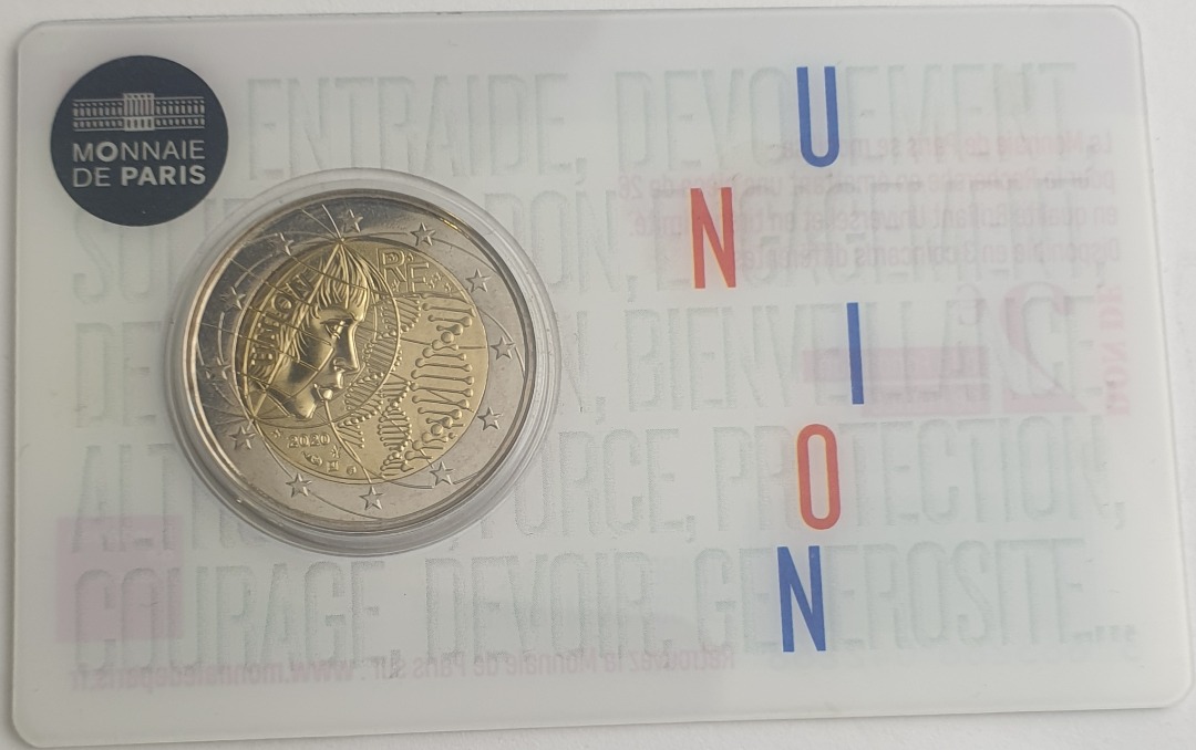 Γαλλία - 2 Ευρώ 2020, Ιατρική Έρευνα, (Coin Card) 