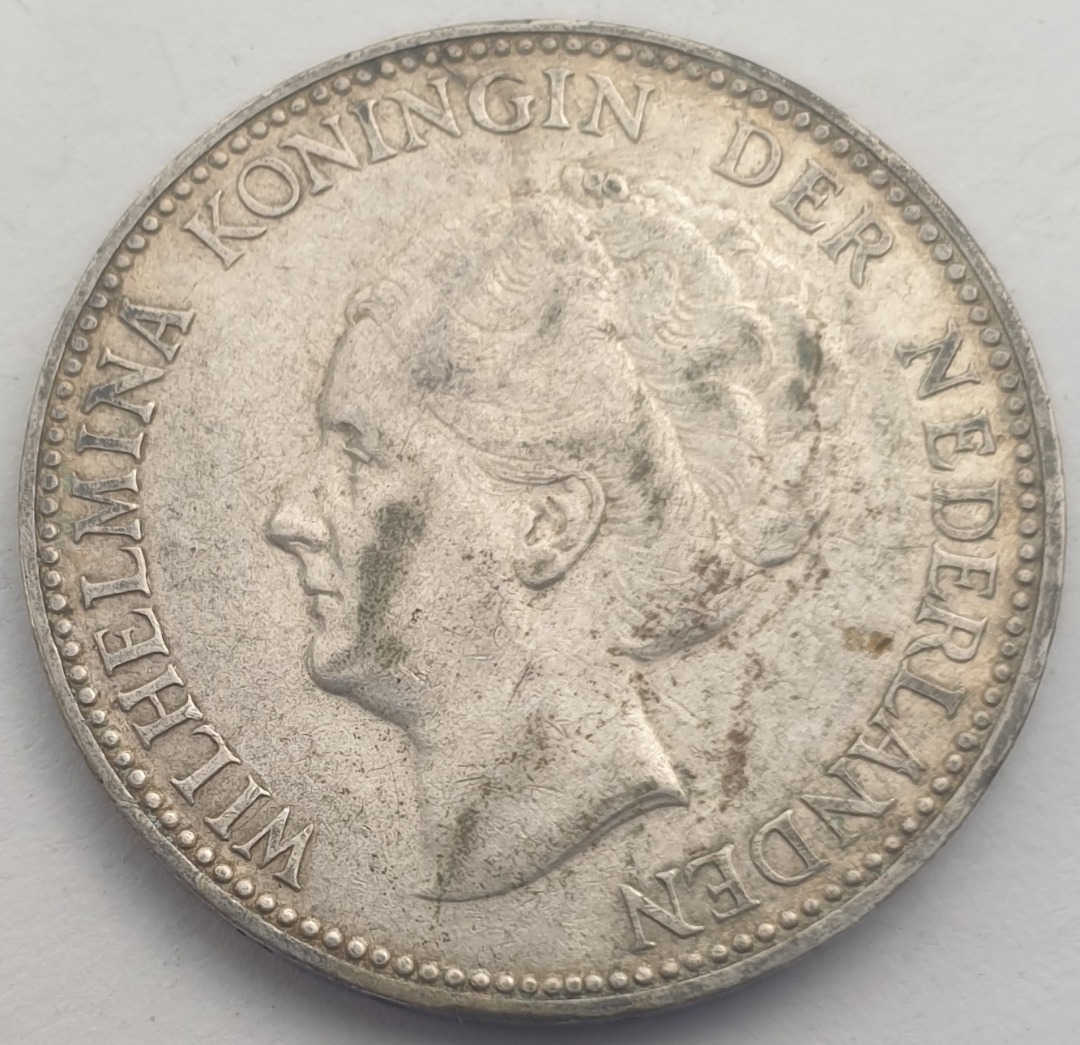 Netherlands - 1 Gulden 1922, Wilhelmina, Silver  