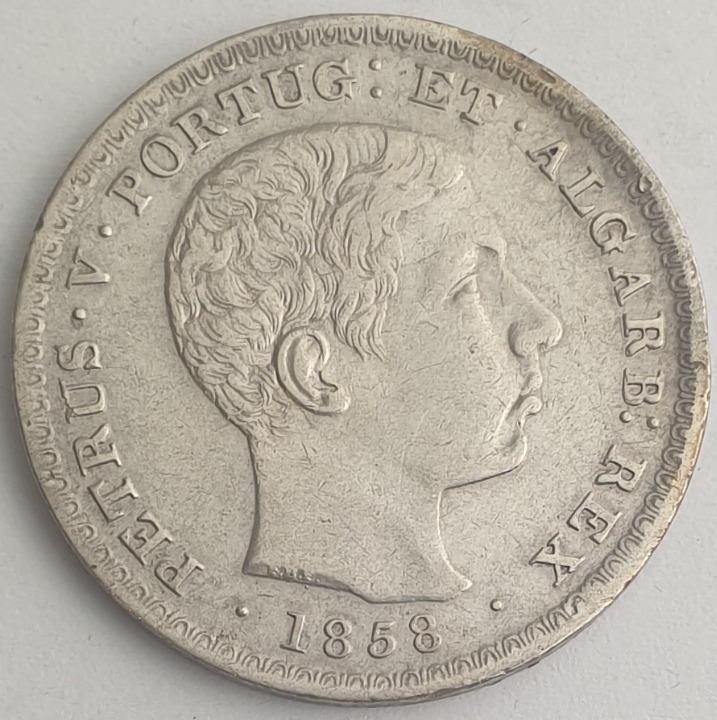 Portugal - 500 Réis 1858, Pedro V, Silver