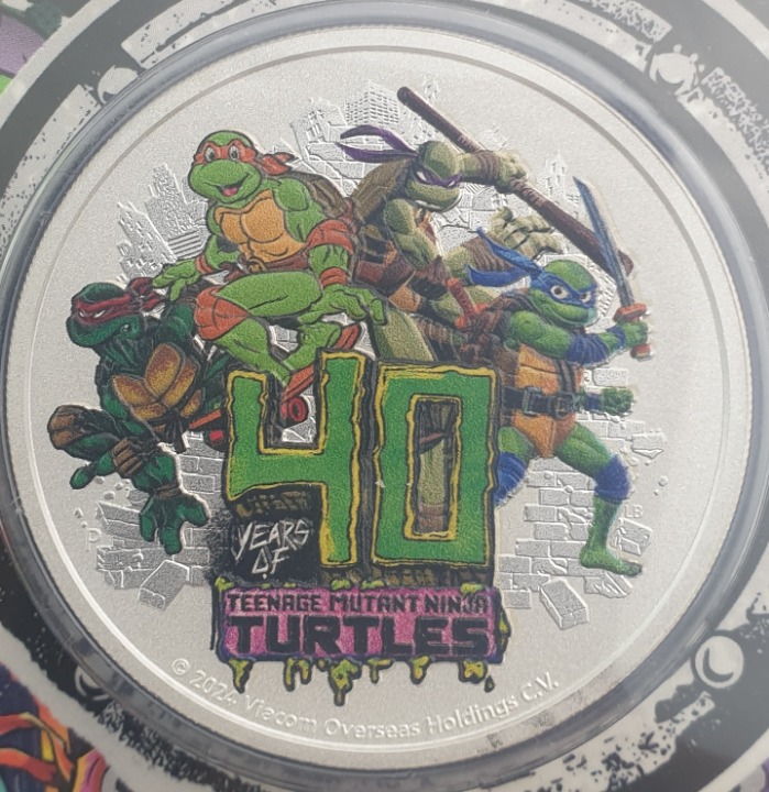 Tuvalu - 1 Dollar 2024 (1 Oz), Charles III Teenage Mutant Ninja Turtles, Silver 999 * 