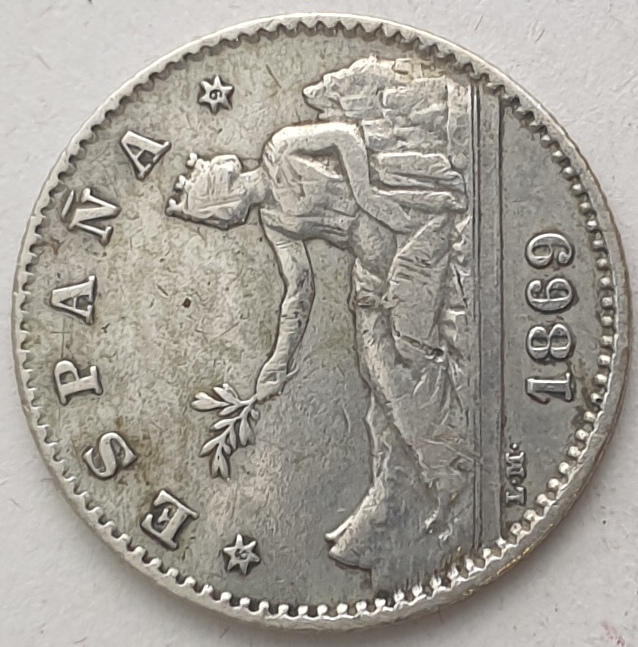 Spain - 50 Centimos 1869, Provisional Government, Silver