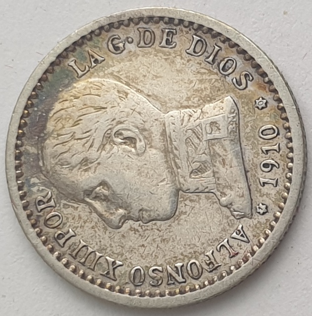 Spain - 50 Centimos 1910, Alfonso XIII, Silver