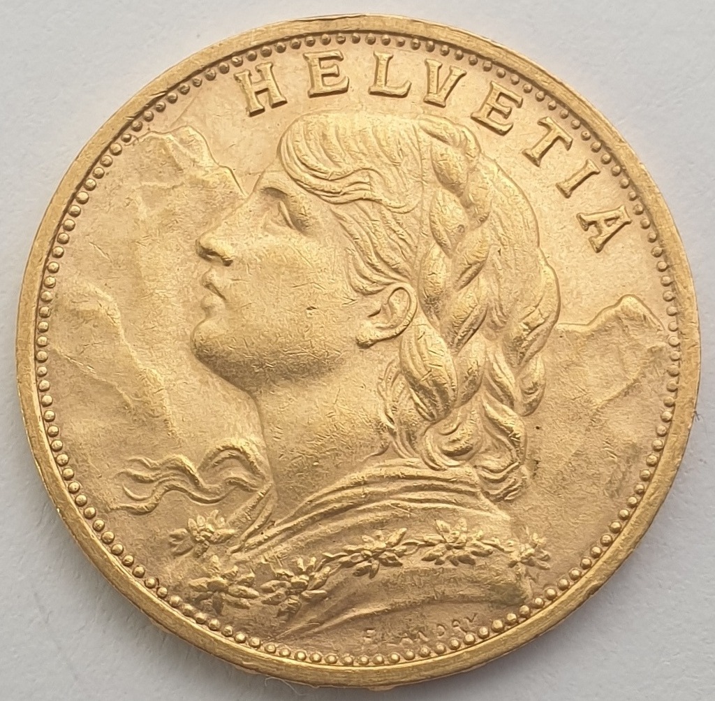Switzerland - 20 Francs 1930 B, Vreneli