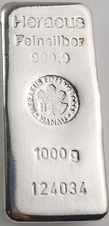 Heraeus Feinsilber - 1kg Bar silver  