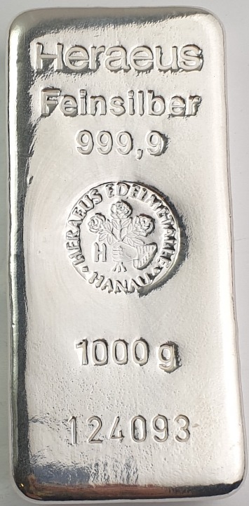 Heraeus Feinsilber - 1kg Bar silver 