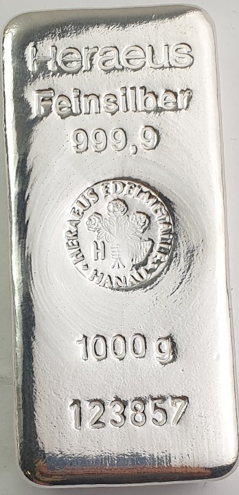 Heraeus Feinsilber - 1kg Bar silver 