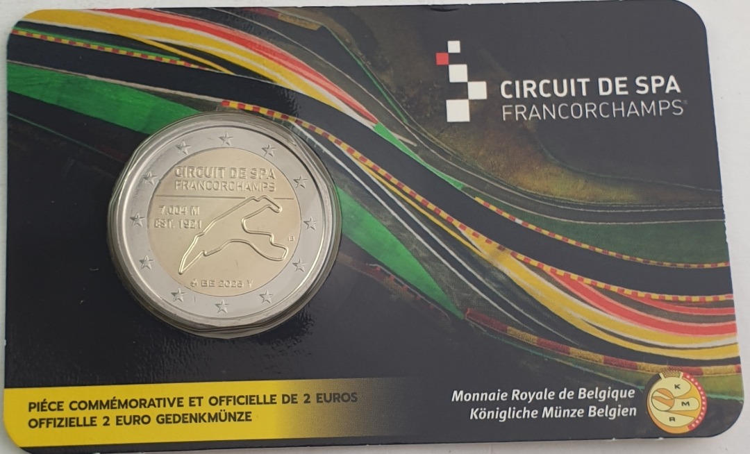 Βέλγιο - 2 Ευρώ 2025, Philippe Spa-Francorchamps Circuit, (Coin Card), Ολλανδική γραφή