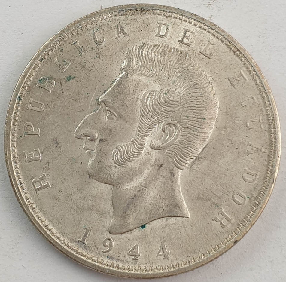 Ecuador - 5 Sucres 1944, Silver
