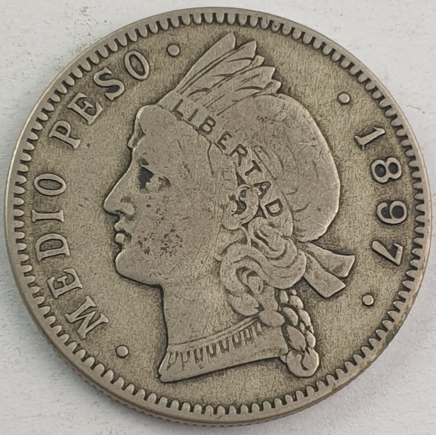 Dominican Republic - ½ Peso 1897, Silver