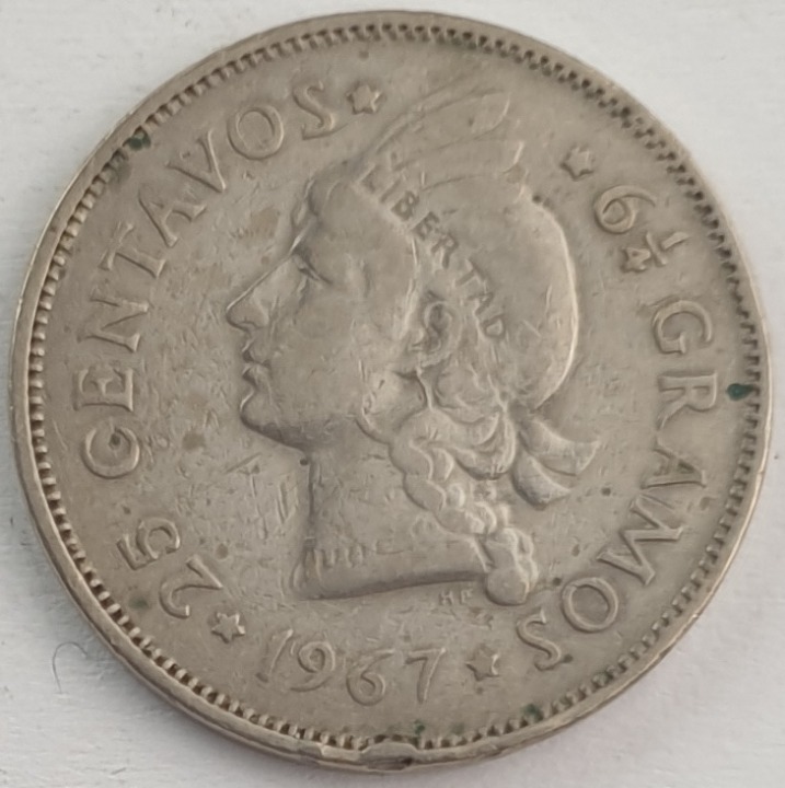 Dominican Republic - 25 Centavos 1967