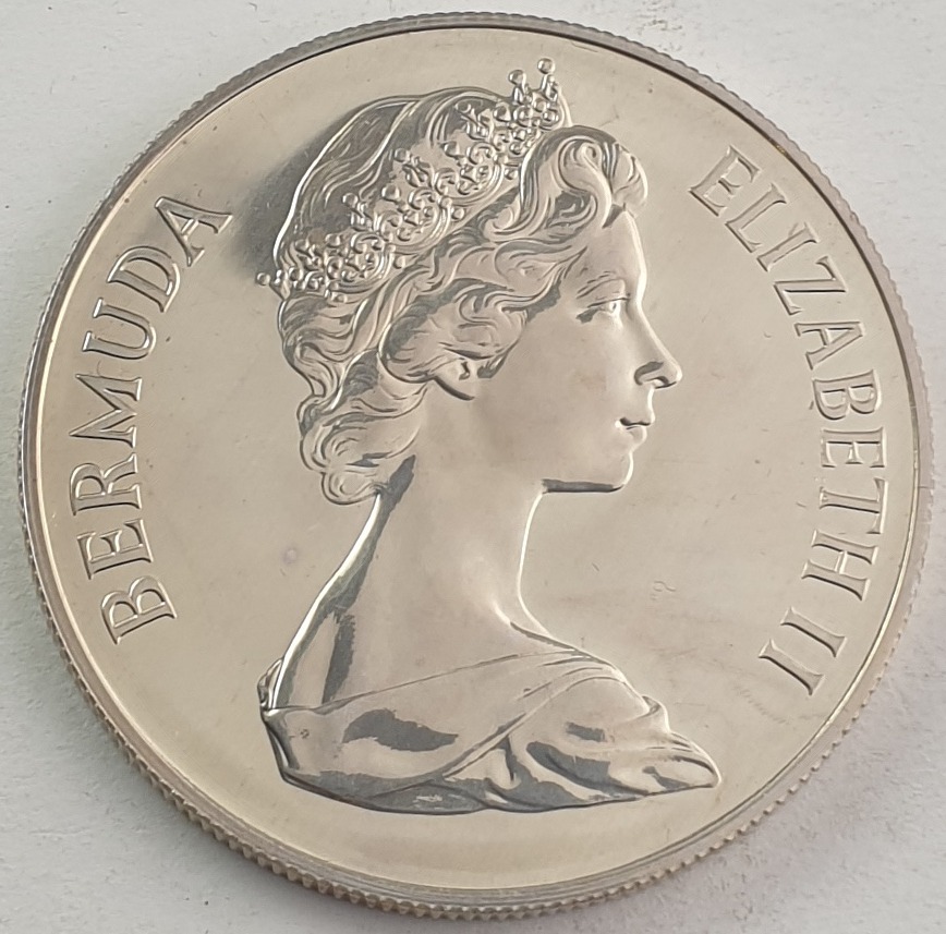Bermuda - 1 Dollar 1970, Elizabeth II Two Wahoos, Silver, Proof