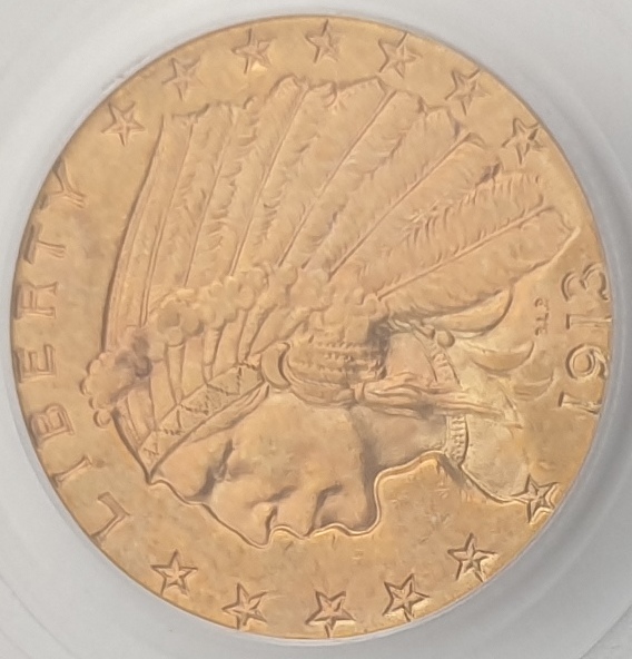 USA -  Quarter Dollars 1913 (AU 58), Indian Head 