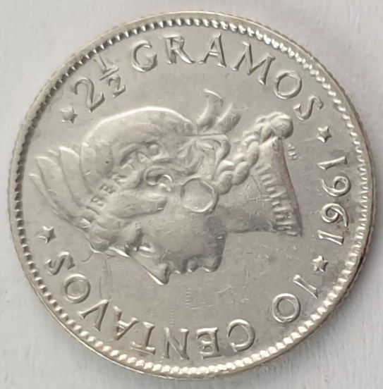 Dominican Republic - 10 Centavos 1961, Silver