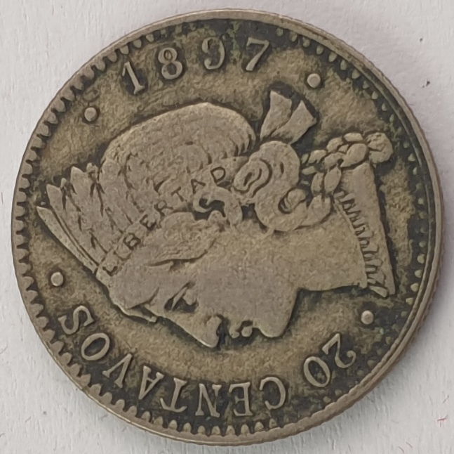 Dominican Republic - 20 Centavos 1897, Silver