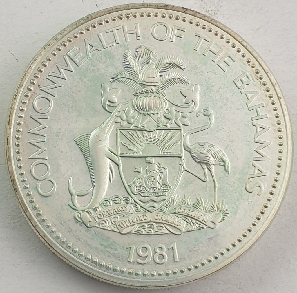 The Bahamas - 5 Dollars 1981, Elizabeth II, Silver, Proof, Issue