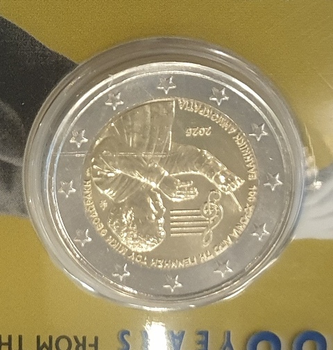 Ελλάδα - 2 Ευρώ 2025, Μίκης Θεοδωράκης COIN CARD