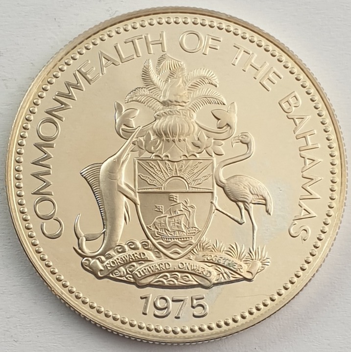 The Bahamas - 1 Dollar 1975, Elizabeth II, Silver, Proof, Issue