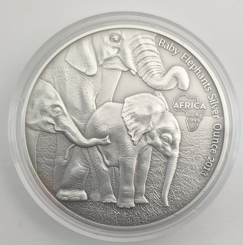 Gabon - 1000 Francs (1 oz) 2013 Baby Elephants 