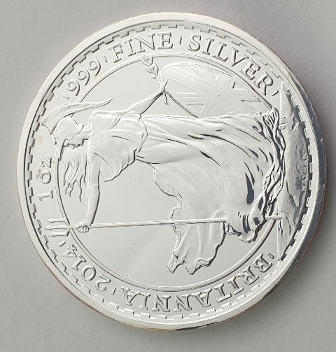 England - 2 pound (1 oz) 2014, Elizabeth II 4th portrait; 1 oz Fine Silver, Mule